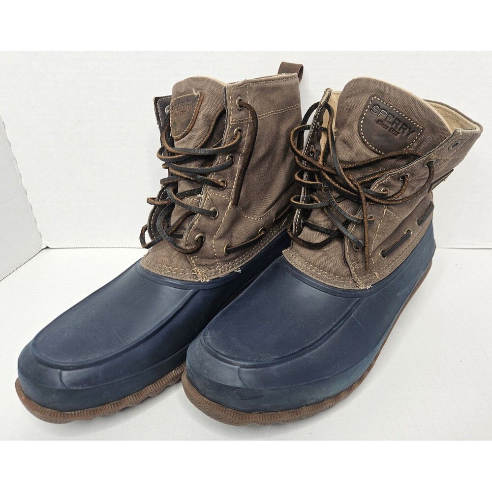 SPERRY Men's Duck Boots Brown Leather Decoy Rain Waterproof Lace Up sz 12M
